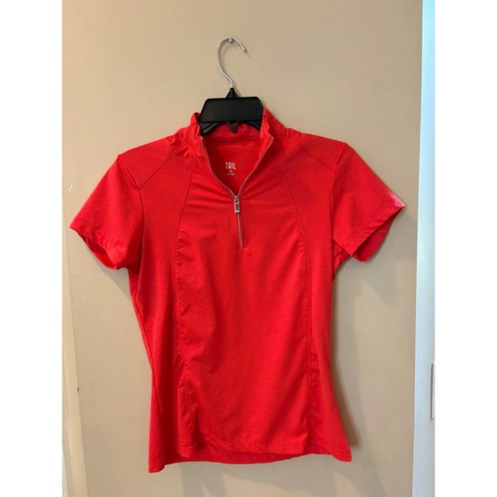 Tail Womens Red Quarter Zip Short Sleeve Golf Tennis Performance Top‎ Size XS